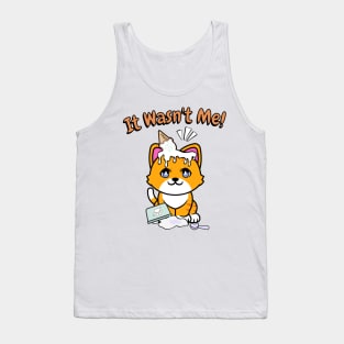 It wasnt me - orange cat Tank Top